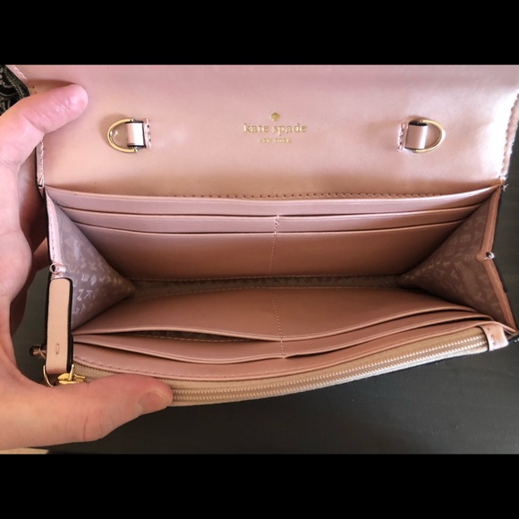 Kate Spade Rose Gold Sunset Lane Glitter Clutch Wallet - Picture 8 of 16